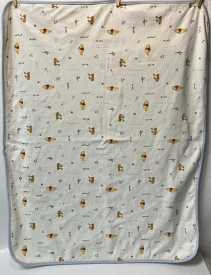 Disney Sincerely Winnie Pooh Tigger Baby Blanket Blue Trim Leaves Will Be Leaves - Image 1 of 4