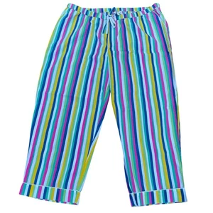 NEW Print Fresh Women Size 2X Painted Stripe Vintage Rainbow Pajama Pants Cotton - Picture 1 of 9