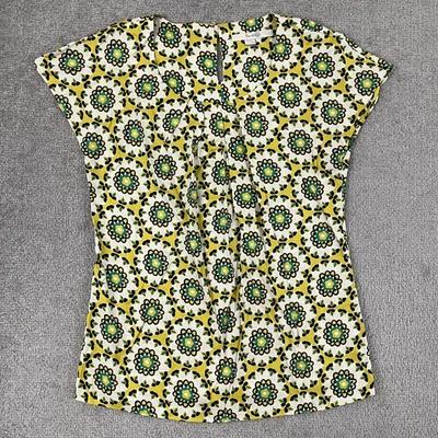 Blusa Boden Ravello Feminina Reino Unido 8/EUA 4 Seda Mistura de Viscose Plissada Manga Cap - Imagem 1 de 4