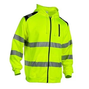 Hi Vis Sweatshirts Reflective Zip Hoodie for Men, Class 3 High Visibility - Picture 1 of 6