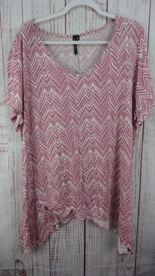 Blusa Cathy Mujer Talla 2Xl Asimétrica Rosa Blanca Manga Corta Cuello en V Informal Foto 1 de 4