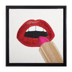 NEW IN BOX Jonathan Adler Lipstick Beaded Canvas Wall Art 24x24'' SHIPS FREE - Picture 1 of 4