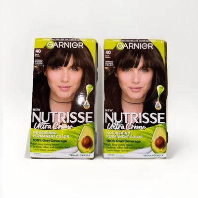 (Paquete de 2) Color de cabello Garnier Nutrisse color nutritivo - #40 marrón oscuro Foto 1 de 2
