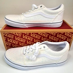 NUOVE VANs WARD SPRING GLITTER scarpe sneakers ragazza 6 / donna 8 avorio scintillante - Foto 1 di 9