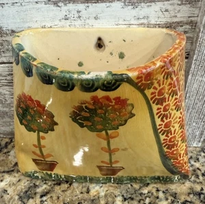 Vintage Wandtasche Keramik handbemalt Übertopf Made in Italy - Bild 1 von 6