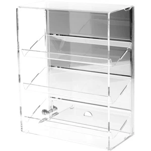 Plymor Acrylic Locking Case, Sliding Back, 3 Shelf Mirrored 12.75" x 10.25" x 5" - Picture 1 of 1