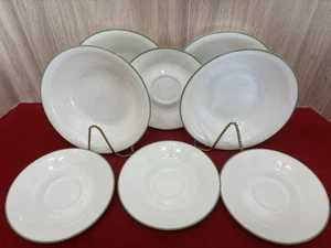 Disc 1986. 8 Corelle Corning Shadow Iris Suppe Müslischalen & Untertassen grüner Rand - Bild 1 von 8