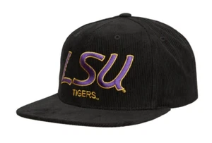 Mitchell &ness NCAA Corduroy Script Snapback University Of Louisiana Lsu Black - Picture 1 of 6