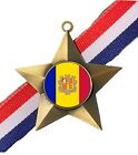 Andorra National Flag Personalised Antique Gold Star Medal & Ribbon