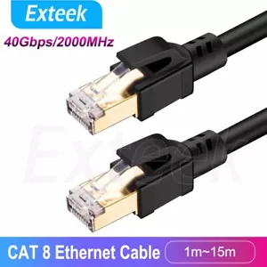 CAT8 Ethernet Cable 40Gbps 2000Mhz Gigabit RJ45 LAN Patch Cord Network 1~25m lot - Picture 1 of 18