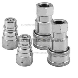 2X Set 1/4" Body 1/4" NPT Poppet Pioneer Style Hydraulic Quick Connect Coupler - Picture 1 of 5