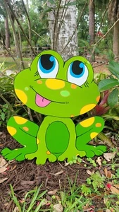 Magical Garden Wood Cut-Out Frog 19" Garden Yard Art Summer Decoration Sign - Picture 1 of 8