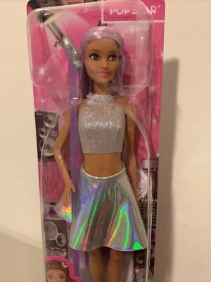 Barbie You Can Be Anything Pop Star Singer 2018 con micrófono pelo morado nueva Foto 1 de 4