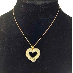 VINTAGE Womens Necklace with Heart Shaped Pendant, 12K Gold - Picture 1 of 6