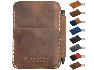 Funda de cuero cosida a mano para Microsoft Surface Duo 2, soporte para lápiz, bolsillo para tarjetas - Imagen 1 de 25