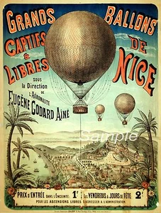 VINTAGE HOT AIR BALLOON NICE FRENCH ADVERTISING A4 POSTER PRINT - Picture 1 of 1