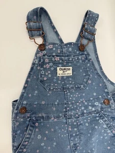 Girls 18 Month Overall OshKosh floral denim Pants Romper Vestback Snap Leg's EUC - Picture 1 of 13
