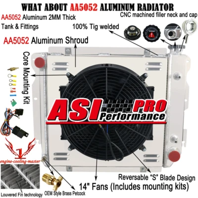 Fit 1987-2006 1989 Jeep Wrangler TJ Chevy V8 Engine 3 Row Radiator+Shroud Fan Foto 1 de 4