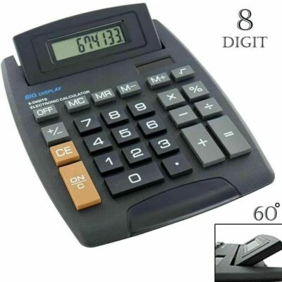 1 Jumbo Calculator 8 Digits Large Buttons School Office Desk Tilt Pop Up Solar - Image 1 of 2