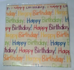 NOS 1980's Vintage Happy Birthday Written in Crayons Gift Wrap Paper - Picture 1 of 2