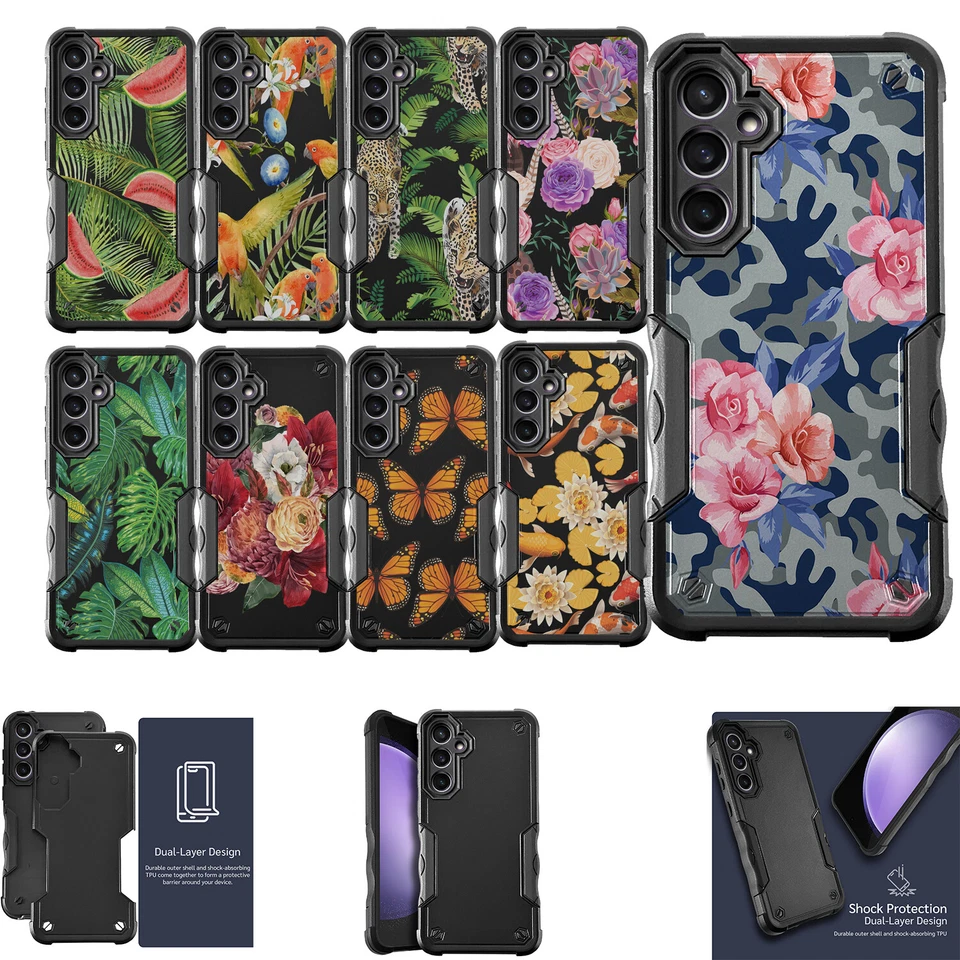 CASESONDECK For [Samsung S23+ PLUS][DUAL TACTICAL][Hybrid Two Piece Case] Floral