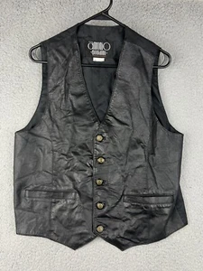 Vintage Antonio Giovanni Black Leather Vest Medium Tux Dressy Formal * - Picture 1 of 14
