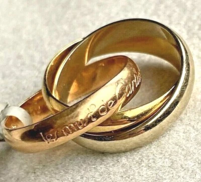 Les Must De Cartier Trinity 18K 3-Color Rose Gold Eternity Band Ring 46 3.75-4 - Image 1 of 4