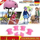 Children Knee Elbow Pads Safety with Helmet 7 in 1 Sports Accessories (Pink)