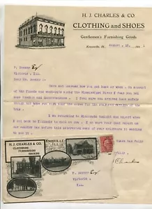 GREAT Illustrated Letterhead & Cover 1911 HJ CHARLES CLOTHING Knoxville IL - Picture 1 of 1