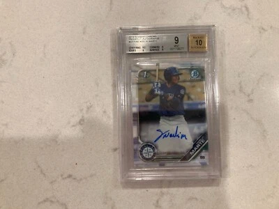 2019 Bowman Chrome Prospect Noelvi Marte Prospect Auto BGS 9 - Image 1 of 4