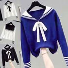 Women Sailor Collar Sweater Long Sleeve Knitted Pullover Female Slim Fit Jumper