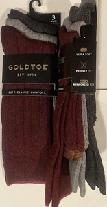 3 Pairs Men's GOLDTOE Nantucket Soft CLASSIC Rib Crew Socks Shoe SIZE 6-12.5 $18 - Picture 1 of 6