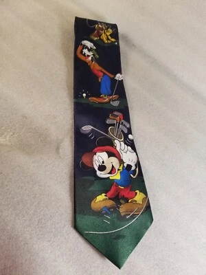 Corbata de cuello para hombre Disney Mickey Goofy Pluto jugando golf Mickey ilimitado poliéster Foto 1 de 4