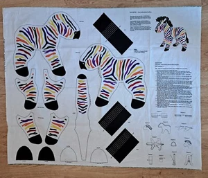Rainbow Zebra Fabric Panel Stuffed Pillow Plush Cut And Sew - Picture 1 of 6
