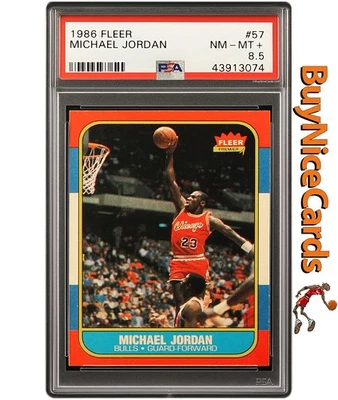 1986 Michael Jordan Fleer RC Rookie # 57 PSA 8.5 NM-MT+ - Image 1 of 4