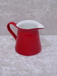 XDJhMr - Ibili Emaille Design Krug Kanne - Landhaus-Stil - 10,5 cm - Rot Weiß - Picture 1 of 5