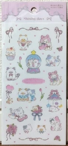 Shining Days Sticker Animal Cat Kawaii Kitty Kitten Flower Heart Synapse JAPAN - Picture 1 of 3