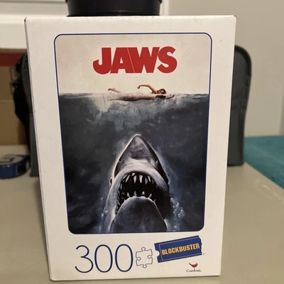 POSTER DE FILME JAWS BLOCKBUSTER 300 PEÇAS QUEBRA-CABEÇA 18"X24" NOVO EM FOLHA - Imagem 1 de 4