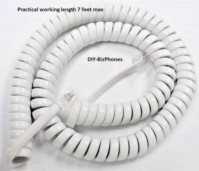 Bright White 12Ft Handset Cord GE/Thomson Phone Pro Series 2, 3 Line Curly Coil - Image 1 of 3