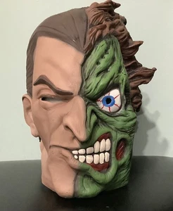 BATMAN HARVEY DENT TWO-FACE Adult Overhead Latex Halloween Mask DC COMICS Rare - Picture 1 of 13