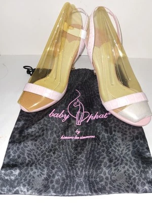 Vtg Y2k Baby Phat Leather High Heels Pumps Open Toe Pink Size 9B NEW - Image 1 of 4