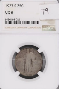 1927-S Standing Liberty Silver Quarter NGC VG-8 #027 - Picture 1 of 2