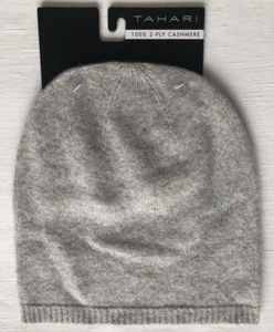 NWT TAHARI 100% Cashmere Slouchy Beanie Light Gray One size - Picture 1 of 5