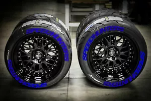 Permanent Tire Lettering SPEEDHUNTERS BLUE Stickers 1" inch 15"-22" FOR 4 TIRES - Picture 1 of 3