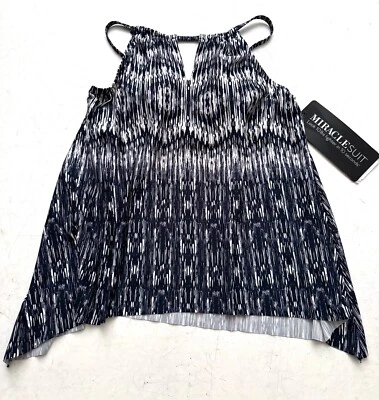 Miraclesuit Tankini Bikini Top de Natación Nuevo Plateado Orillas Azul Mirilla Multi 14 Foto 1 de 3