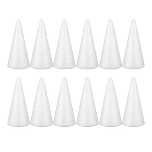 12pcs White Foam Craft Cones 10cm for Christmas and DIY Projects - Picture 1 of 12