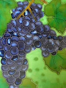 Grapest hand painted ceramic art tile 8 x 12 inches with cork back - Picture 1 of 1