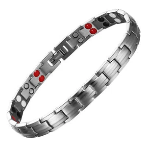 Pulsera Magnética Delgada Titanio Mujeres Hombres Restaurar Equilibrio Energía Potencia Calma Alegría - Imagen 1 de 12