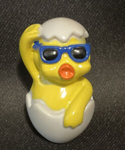 Vintage Topps Yellow  Easter  Duck in an Egg with Sunglasses Toy Topper 2”
