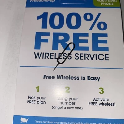 X2 Freedom Pop Bring Your Own Phone SIM Kit Free WiFi Calling 100 Mb Data Pin - Image 1 of 4